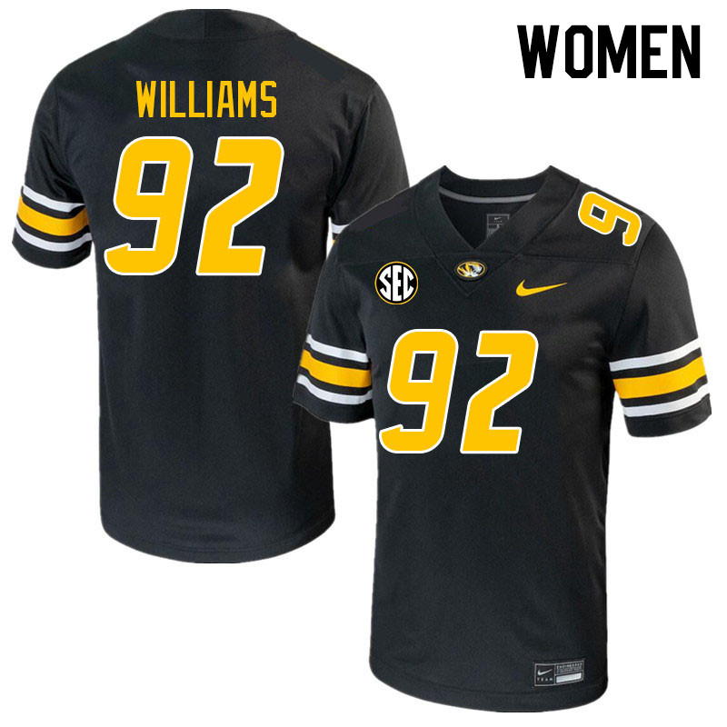 Women #92 Kristian Williams Missouri Tigers College 2023 Football Stitched Jerseys Sale-Black